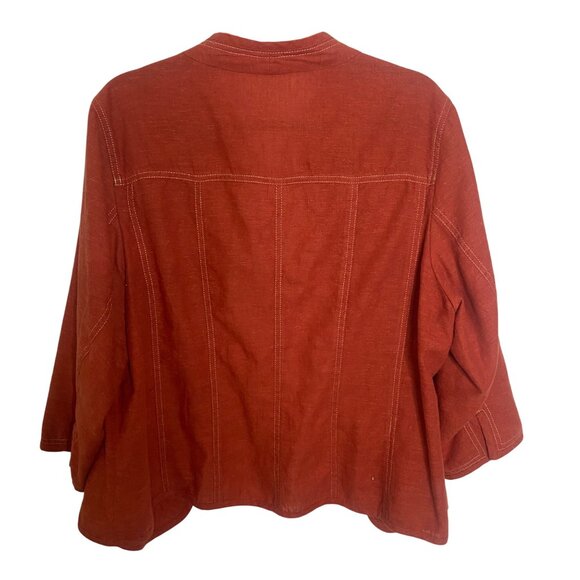 Coldwater Creek Linen Blend Cardigan Blazer Womens Size 20 Plus Size Orange Flor - Picture 2 of 14